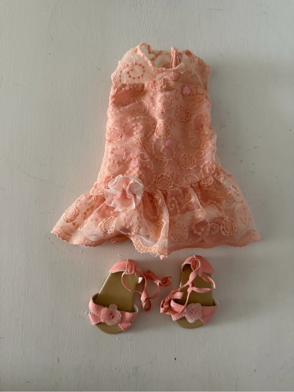 American Girl Truly Me Peach Shimmer and Lace Party Dress
